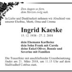 Traueranzeige Ingrid Kaeske