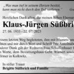 Danksagung Klaus-Jürgen Süßbrich