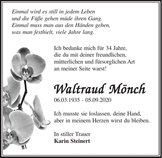 Traueranzeige Waltraud Mönch