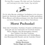 Danksagung Horst Pschuskel