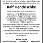 Nachruf Ralf Hendrischke
