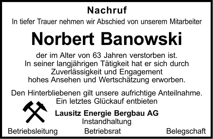 Nachruf Norbert Banowski