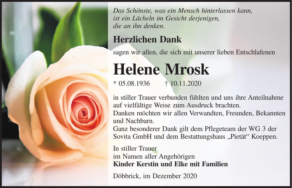Danksagung Helene Mrosk