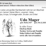 Traueranzeige Udo Mager