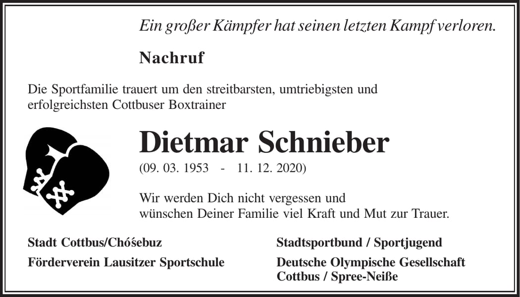 Nachruf Dietmar Schnieber