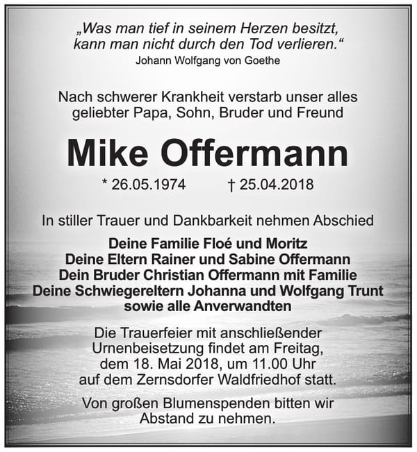 Traueranzeige Mike Offermann