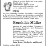 Danksagung Brunhilde Müller