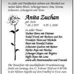Traueranzeige Anita Zuchan, geb. Stein