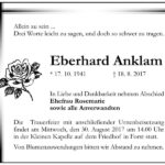 Traueranzeige Eberhard Anklam