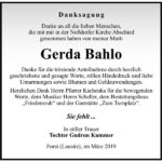 Traueranzeige Gerda Bahlo