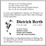 Traueranzeige Dietrich Berth