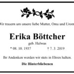 Traueranzeige Erika Böttcher, geb. Halwas
