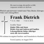 Traueranzeige Frank Dietrich