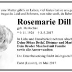 Traueranzeige Rosemarie Dill, geb. Hentschke