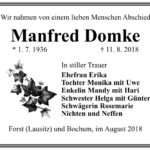 Traueranzeige Manfred Domke