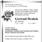 Traueranzeige Gertrud Drabek, geb. Hermann