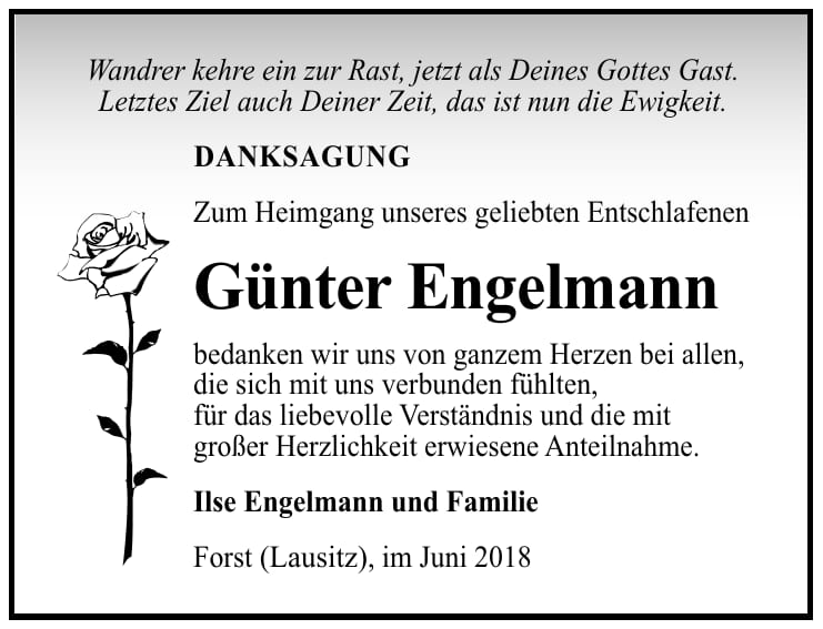 Danksagung Günter Engelmann