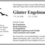 Traueranzeige Günter Engelmann