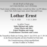 Traueranzeige Lothar Ernst