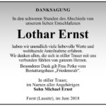 Danksagung Lothar Ernst
