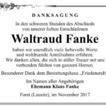 Danksagung Waltraud Fanke