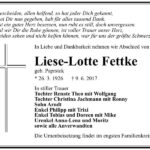 Traueranzeige Liese-Lotte Fettke, geb. Paprstek