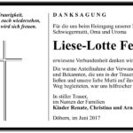 Danksagung Liese-Lotte Fettke