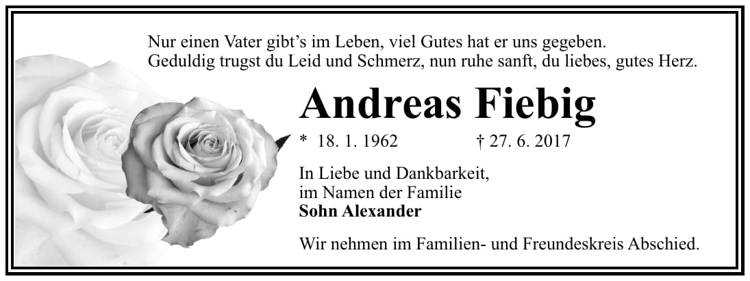 Traueranzeige Andreas Fiebig