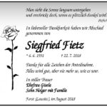 Danksagung Siegfried Fietz
