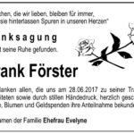 Danksagung Frank Förster