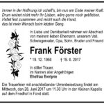 Traueranzeige Frank Förster