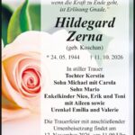 Traueranzeige Hildegard Zerna, geb. Koschan