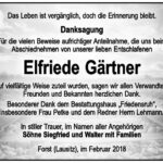 Danksagung Elfriede Gärtner