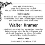 Danksagung Walter Kramer