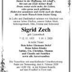 Traueranzeige Sigrid Zech, geb. Lautenbach