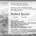 Traueranzeige Norbert Keckel