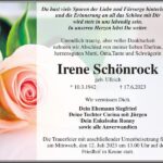Traueranzeige Irene Schönrock, geb. Ullrich