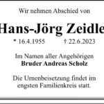 Traueranzeige Hans-Jörg Zeidler