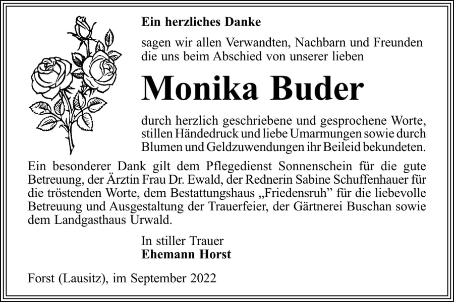 Danksagung Monika Buder