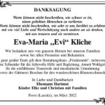 Danksagung Eva-Maria „Evi“ Kliche