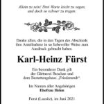 Danksagung Karl-Heinz Fürst