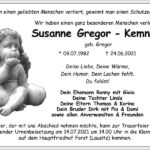Traueranzeige Susanne Gregor-Kemnitz, geb. Gregor