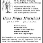 Traueranzeige Hans Jürgen Mierschink