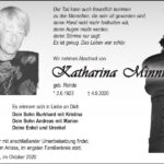 Traueranzeige Katharina Minnich, geb. Rohde