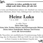 Traueranzeige Heinz Luka