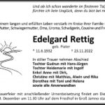 Traueranzeige Edelgard Rettig, geb. Piater