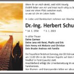 Traueranzeige Dr.-Ing. Herbert Schulze