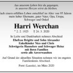 Traueranzeige Harri Werchan