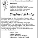 Danksagung Siegfried Schulze