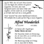 Traueranzeige Alfred Wunderlich